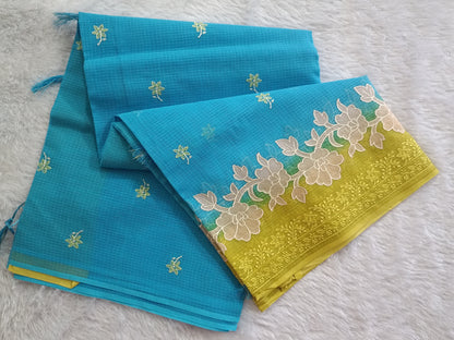 Neel Bahar - Pure Kota Doria Patchwork Embroidered Saree