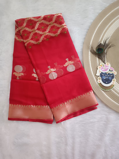 Shubh- Kota Doria Saree with Zari Weaving