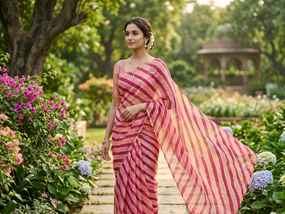 MRIDULA - Pure Cotton Lehriya Kota Doria Saree