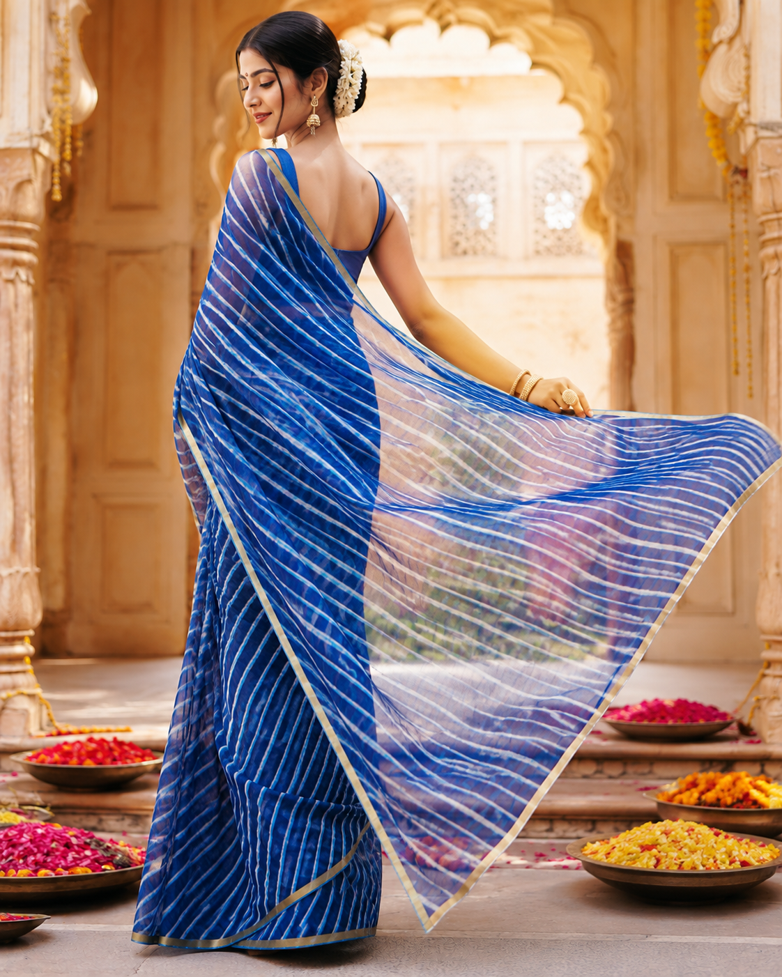 NEELIMA - Pure Cotton Lehriya Kota Doria Saree
