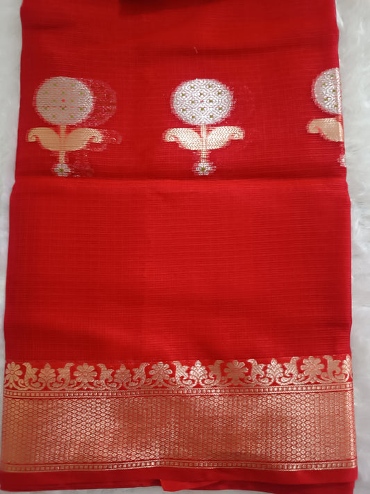 Shubh- Kota Doria Saree with Zari Weaving