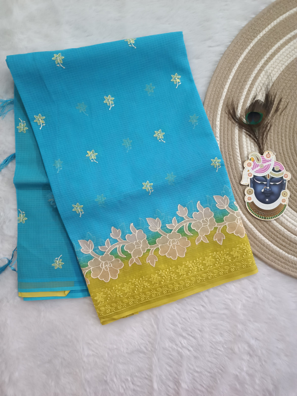 Neel Bahar - Pure Kota Doria Patchwork Embroidered Saree